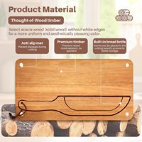 Planche à découper en bois BH avec trancheur à pain, comprenant 2 lames en acier inoxydable et un couteau amovible