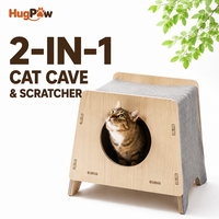 Maison pour chat en bois avec tapis à gratter 2 en 1, grotte semi-fermée pour chat avec housse amovible et lavable pour chats d'intérieur