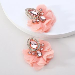 बोहेमियन फैशन बड़ा लटकना कान की बाली लक्जरी कपास फीता फूल क्रिस्टल सेक्सी मीठा कान सामान बयान गहने महिलाओं के लिए - Product Image 5