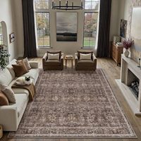 Tapis vintage doux à poils ras 9x12, grand modèle rouge-brun, lavable et antidérapant pour salon, salle à manger, bureau, ferme, chambre à coucher, décoration