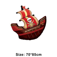 Ballon en aluminium Requin Bateau Pirate pour la décoration de fête d'anniversaire de garçon sur le thème de la chasse au trésor en piscine estivale