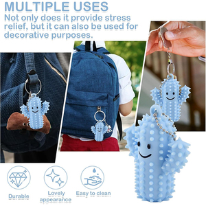 Little Ouchies Pain Fidget Silicone Pain Stim Fidget Toys Adults Cute Cactus Shape Spiky Grippie Stim Keychain - Product Image 5