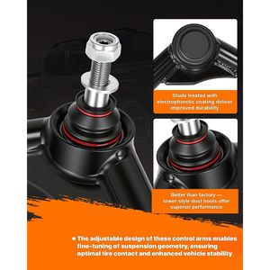 ชุดควบคุมแขนบนด้านหน้า Vypart สำหรับยกสูง 2-4 นิ้ว สำหรับรถ 1500 4WD แบบท่อ พร้อมบูช PU สีดำ รับประกัน 12 เดือน - Product Image 5