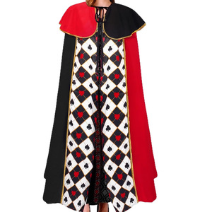 Royal <strong>Queen</strong> of Hearts Long Cape Poker Playing Card Cloak for Halloween Cosplay Party - Product Image 1