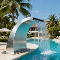 Cascada de Agua Comercial de Acero Inoxidable con Luces LED Multicolor y Función de Masaje para Spa, con 2 Años de Garantía para Jardín y Piscina