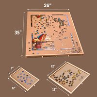 Planche à puzzles rotative en bois (convient aux puzzles jusqu'à 35 x 26) avec 6 tiroirs de rangement
