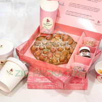 Caja de embalaje de soporte de gofres de burbujas de papel rosa de cartón de grado alimenticio ecológico Mini caja de gofres de embalaje de panqueques