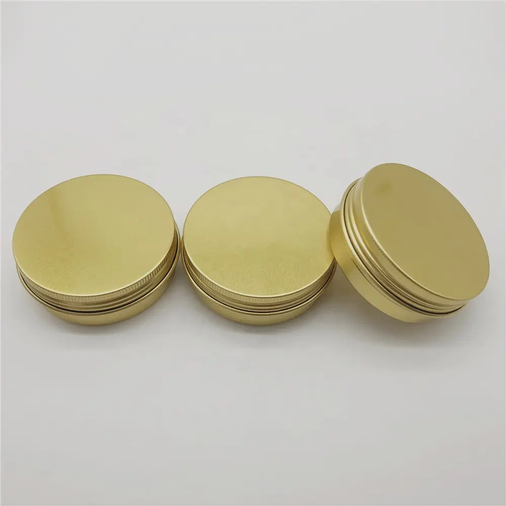 60ml Vendor Stock Gold Round Aluminum Tin Container Box 2 oz Storage Packaging Aluminum Tin Container Box With Screw Top Lid