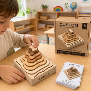 Puzzle di Impilamento in Legno Montessori Personalizzato con Pesi a Contorno, Giocattolo Educativo OEM per la Riconoscimento dei Pesi e la <span class=keywords><strong>Matematica</strong></span> - Product Image 3