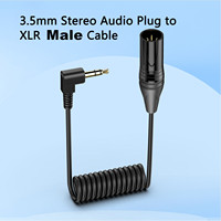 Câble enroulé TRS 3,5 mm à XLR à angle droit, paire torsadée, gaine PVC, faisceau de câblage audio personnalisé OEM pour équipement DJ et diffusion