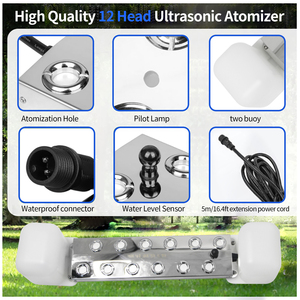 Humidificateur ultrasonique extérieur direct usine, atomiseur à 12 têtes pour piscine, bassin à poissons et rocaille, générateur de brouillard pour hôtels - Product Image 2