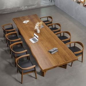 Mesa de Conferencia de Madera Maciza, Rectangular, para Oficina, Comercial, Mesa de Negociación, Diseño Moderno y Minimalista - Product Image 4