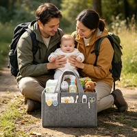 Grand Organisateur de Couches Portable pour Bébé, Sac de Rangement Multifonctionnel à Multiples Poches Latérales en Feutre Écologique, Panier à Couches