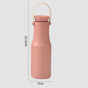 Bouteille isotherme à double paroi en acier inoxydable avec poignée en silicone, tasse de voyage pour café, gourde pour boissons chaudes et froides - Product Image 2