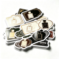 Autocollants pour flacons de parfum Haoxuan, PVC blanc, motifs géométriques en forme d'arche, graphismes mats, effet UV doré, découpes personnalisées