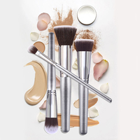 Ensemble de 12 pinceaux de maquillage magnifiques, argentés, personnalisés, de luxe, avec sac de voyage