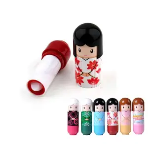 Hengfang boneka Kimono imut 6 warna, Lipstik pelembap tidak berwarna untuk pria dan wanita, pelembap bibir pelembap tahan lama