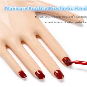 Main d'entraînement en silicone pour la pratique des ongles avec support, manipulateur détachable, modèle de main artificielle flexible pour usage en salon de manucure - Product Image 3
