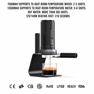 <span class=keywords><strong>Cafetera</strong></span> Eléctrica Recargable de 58 mm con Portafiltro, 7500 mAh/13500 mAh, 19 Bares, 12 V 140 W, Calentamiento Rápido para Camping, Viajes, Hogar y Oficina - Product Image 2