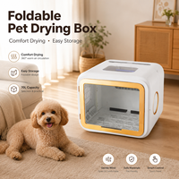 Séchoir pliable pour animaux de compagnie avec contrôle des odeurs à l'ozone, réglage de la température, flux d'air circulant, capacité 70L, séchage rapide pour chats et salles de bain