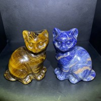 Figurine de chat en pierres précieuses naturelles mélangées, sculptée à la main, statue de chat en cristal, pierre de guérison, sculpture animale pour la décoration intérieure et cadeau Reiki