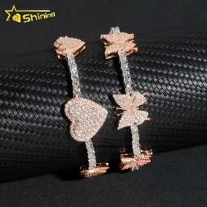 Nouveauté Bracelet à breloques 3mm 925 Silvert14 k Gold Vvs Moissanite Diamond butterfly and Heart Tennis Bracelet pour femmes et hommes - Product Image 1