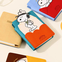 Cuaderno de Bolsillo Snoopy, Mini Diario Portátil con Ranura para Tarjetas, Bonito Libro de Notas, Papelería para Estudiantes