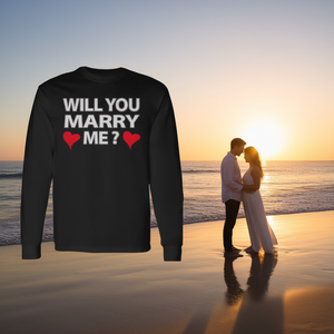 Camiseta Promocional de Manga Corta para Adultos, Corte Clásico, Tallas Pequeñas, Cuello Redondo, Diseño '¿Te Casarías Conmigo?' - Product Image 3