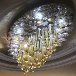 Hotel Lobby Eingang Hängende Pendel leuchte Kunden spezifische handgemachte Wasser tropfen Tear Drop Glas Kronleuchter