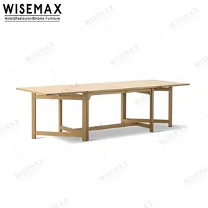 WISEMAX mobilya Modern çok fonksiyonlu katlanabilir meşe ahşap masa dikdörtgen ahşap katlanır yemek masası ev daire için