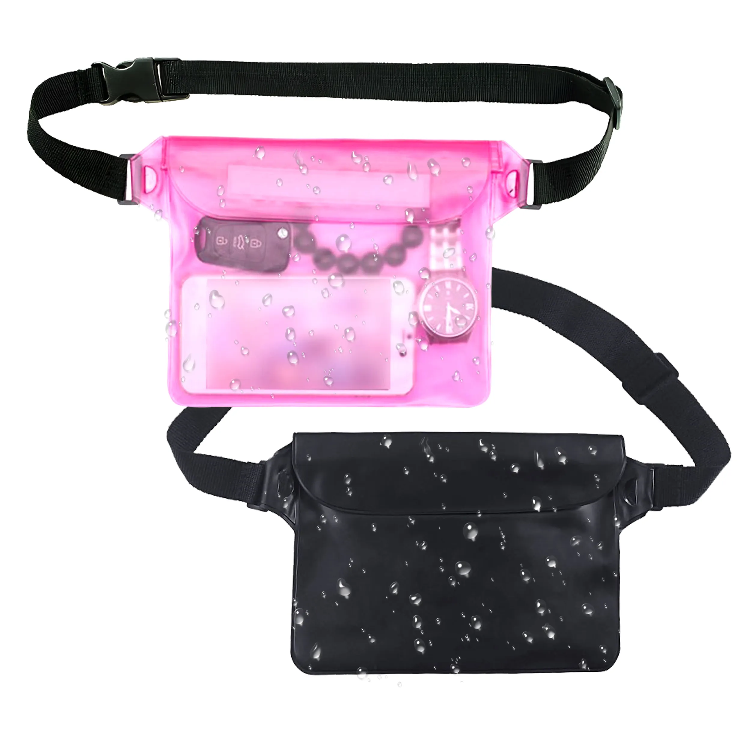 Cartera de natación flotante para exteriores para teléfono, bolsa de PVC transparente impermeable, cinturón, riñonera para hombres o mujeres