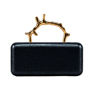 Sac de soirée élégant pour femme en PU brillant avec poignée supérieure en forme de branche dorée, pochette unique avec poignée en brindille dorée pour événements formels - Product Image 4