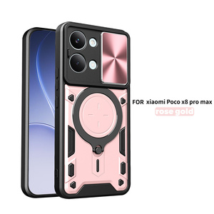 Funda Protectora para Teléfono con Anillo Magnético Deslizante y Diseño de Armadura a Prueba de Golpes, TPU+PC, para XIAOMI Poco <span class=keywords><strong>X8</strong></span> <span class=keywords><strong>Pro</strong></span> Max, Protección Total - Product Image 1