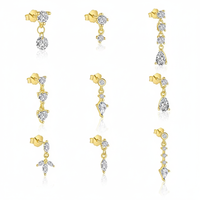 YML&Wholesale Boucles d'oreilles pendantes en argent S925 avec zircon, plaquées or, ensemble de boucles d'oreilles superposées, accessoires de bijoux en gros