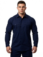 Kemeja Kerja Kasual Pria Musim Gugur untuk Luar Ruangan 90% Nilon 10% Spandex 4-Way Stretch Cepat Kering Bernapas Anti Air Lengan Panjang