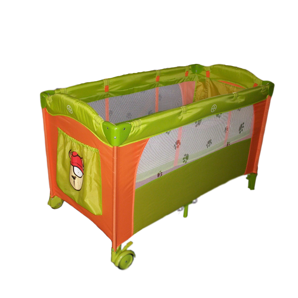 .Orange Child Bed Travel Cot Kids Big Playpen Toddler Green Play Yard Newborn Cot Bed Infant Travel Bed Baby Crib with Wheels