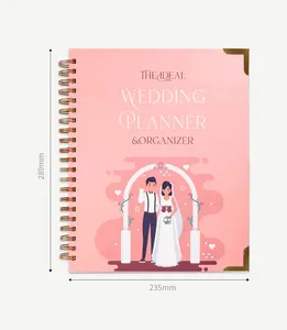 Fácil de Virar Espiral Bobinas Duplas Limite 2024 Planejador De Casamento Personalizado Set Planner Livro e Organizador com Adesivos