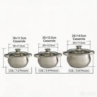 Ensemble de casseroles en acier inoxydable de style américain, écologique, avec couvercle en verre, sans revêtement, compatible induction, passe au lave-vaisselle