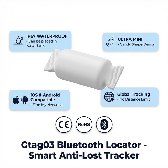 Bluetooth GPS Tracker IP67 Waterproof Mini Anti-Lost Locator for Pet Car Luggage Wallet PC IOS Android Free APP 1 Year Warranty