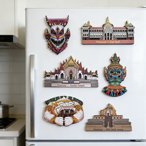 Aimant de réfrigérateur en bois 3D personnalisé de qualité supérieure, souvenir touristique de la Thaïlande, Jieji Hall, temple de Yunshi - Product Image 3