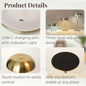 Lampe en métal acrylique sans fil rechargeable par USB, design moderne minimaliste, corps flexible en fer, pour la décoration de la maison/du bureau/de la chambre - Product Image 2