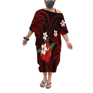 Neues schulterfreies Damen-Poncho-Kleid in Einheitsgröße mit polynesischem Print, Fledermausärmel-Shirt, individuelles, lockeres Damen-Poncho-Oberteil in freier Größe - Product Image 5