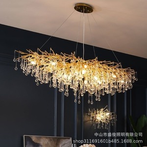 โคมไฟระย้าคริสตัลหรูหรา รูปทรงยาว หลายหัว แหล่งกำเนิดแสง LED สำหรับห้องนั่งเล่นในบ้าน ดีไซน์ทันสมัย สวยงาม - Product Image 2
