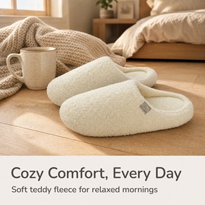 Chaussons d'hiver personnalisés en fourrure chaude, en <span class=keywords><strong>velours</strong></span> Teddy, avec semelle extérieure souple en TPR et mousse à mémoire de forme – Nouveauté 2027, Meilleures ventes - Product Image 3