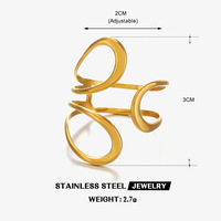 Cincin Baja Titanium Gaya Eropa dan Amerika, Sederhana, Garis-garis Ekstravagan, Berongga, Retro Hip Hop