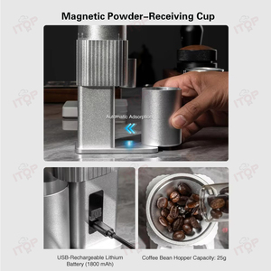 Molinillo <span class=keywords><strong>de</strong></span> café <span class=keywords><strong>eléctrico</strong></span> profesional, aleación <span class=keywords><strong>de</strong></span> aluminio <span class=keywords><strong>de</strong></span> ajuste <span class=keywords><strong>de</strong></span> punto alto <span class=keywords><strong>de</strong></span> gama completa para uso doméstico en <span class=keywords><strong>coche</strong></span> y Hotel al aire libre - Product Image 6