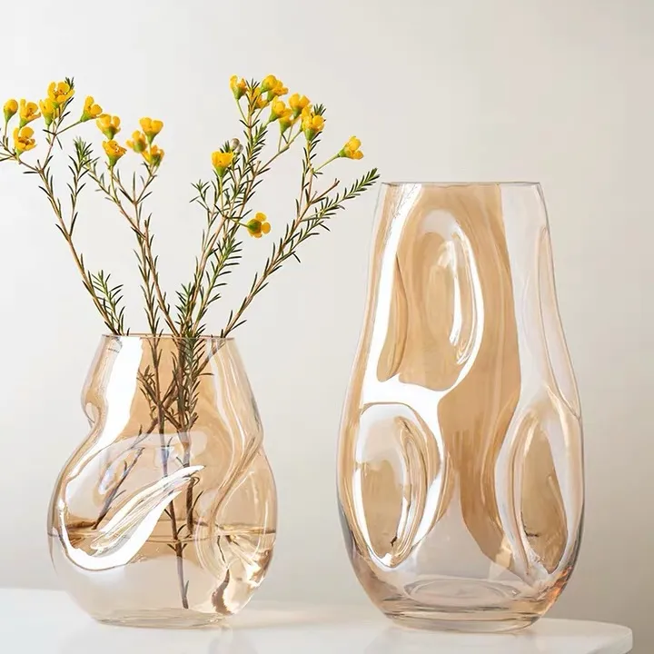 Nordic geometric vase pure handmade glass vases for flower arrangements