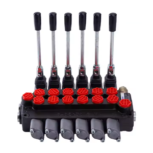 Válvula de Control Hidráulico DCV20-6 20LPM, Válvula Direccional Monobloque con Cuatro Palancas y Tapas Rojas - Product Image 4