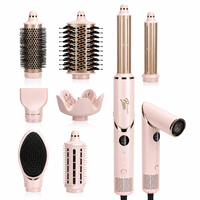 Brosse Soufflante Professionnelle Rose 8-en-1 Multi-Styler Ionique Automatique pour Boucler, Lisser et Sécher les Cheveux