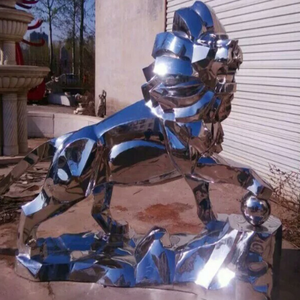 Sculpture de lion en acier inoxydable sur mesure, statue d'animal en métal pour décoration extérieure - Product Image 5